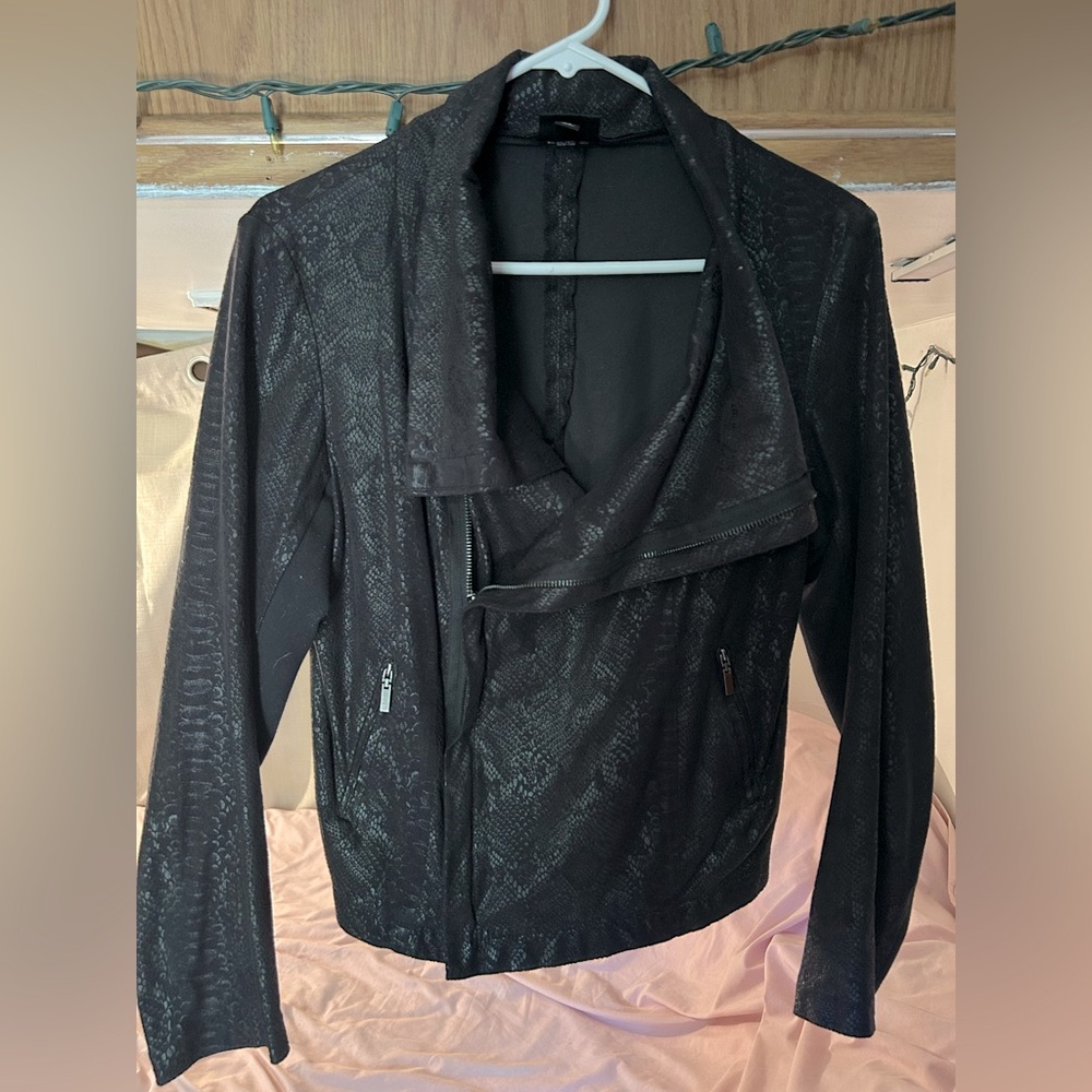 Black Mossimo snake print Women's lightweight moto layering Jacket size S/M